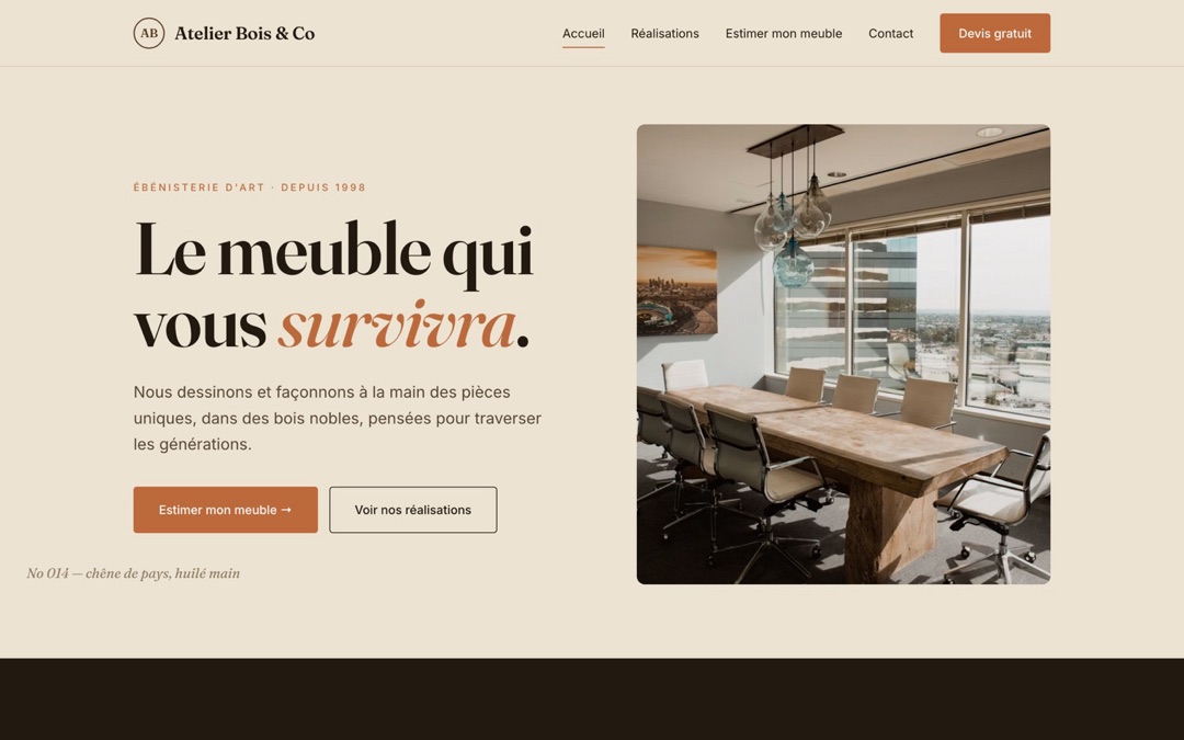 Aperçu du site Atelier Bois & Co