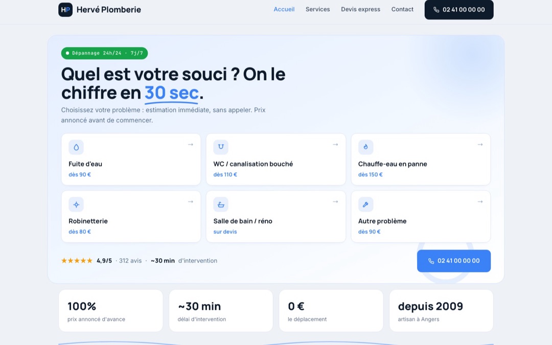 Aperçu du site Hervé Plomberie