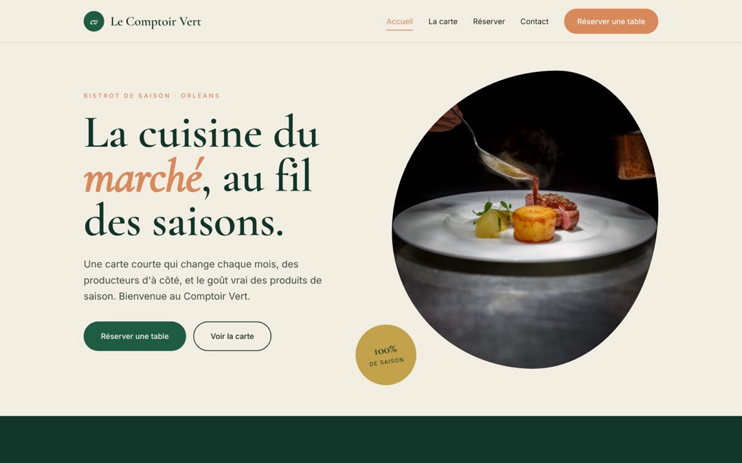 Aperçu du site Le Comptoir Vert